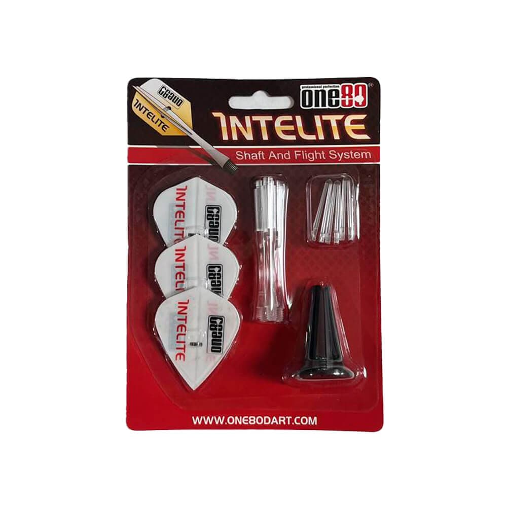 One80 Starter Pack Cañas Intelite Larga Transparente + Plumas Kite Blancas + Aplicador