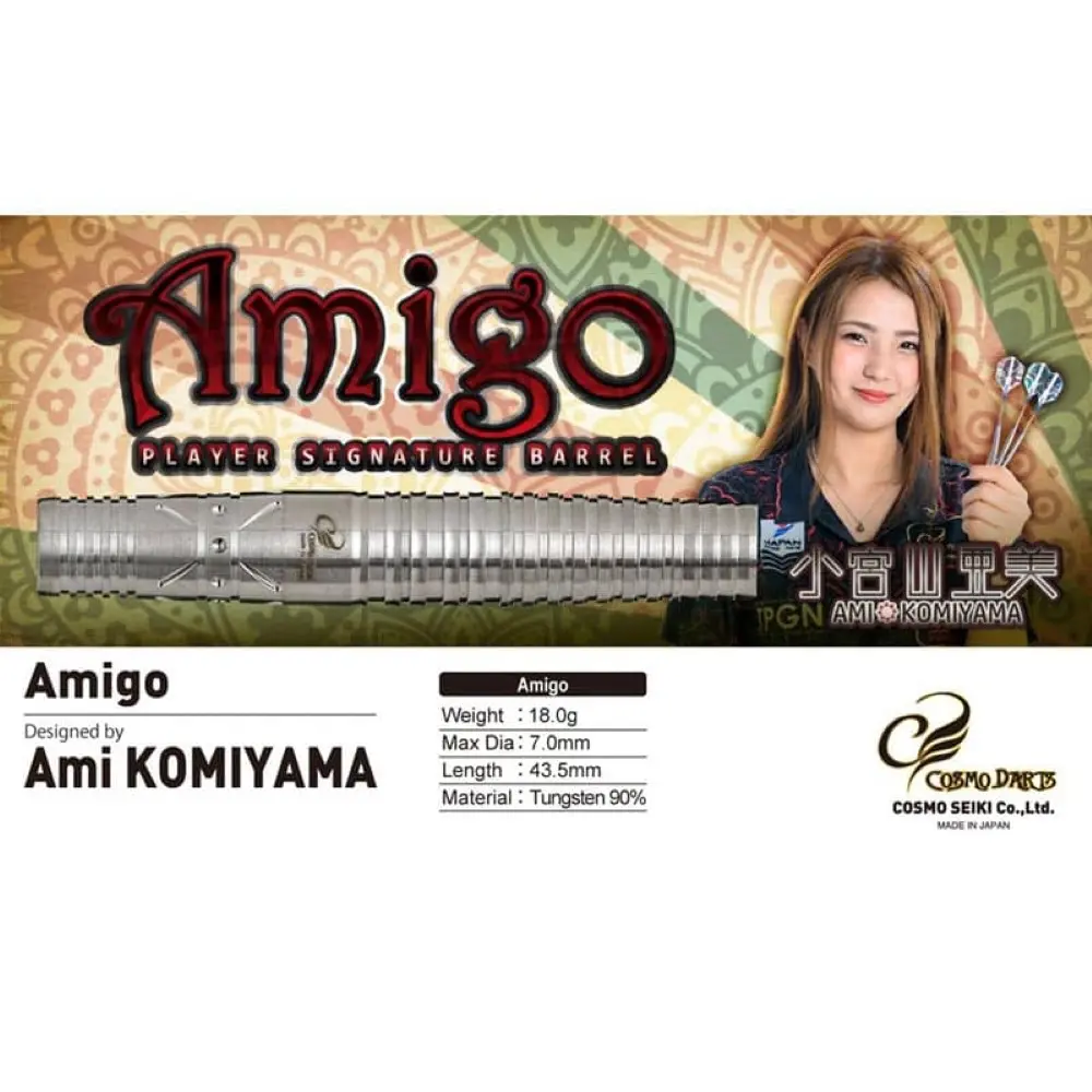 Dardos Cosmo Darts Amigo Ami Komiyama 90% Tungsteno 18g Profesionales vista 6