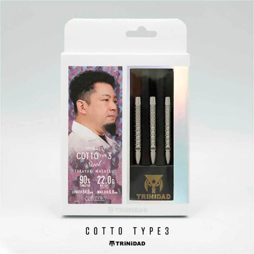Dardos Trinidad Darts Pro Cotto Type 3 Masatsu Takayuk Steel 22gr 90% vista 3