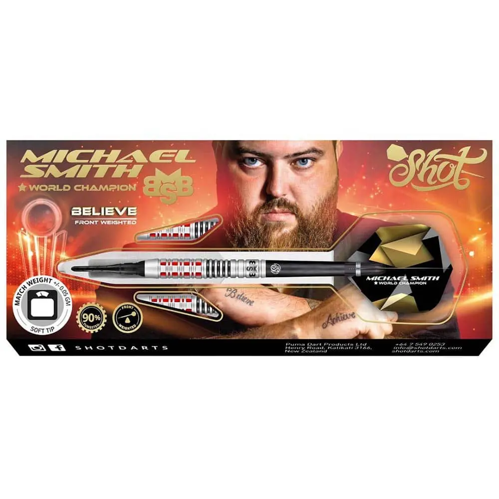 Dardos Shot Michael Smith Believe SH-M 90% Tungsteno 18g Profesionales vista 4