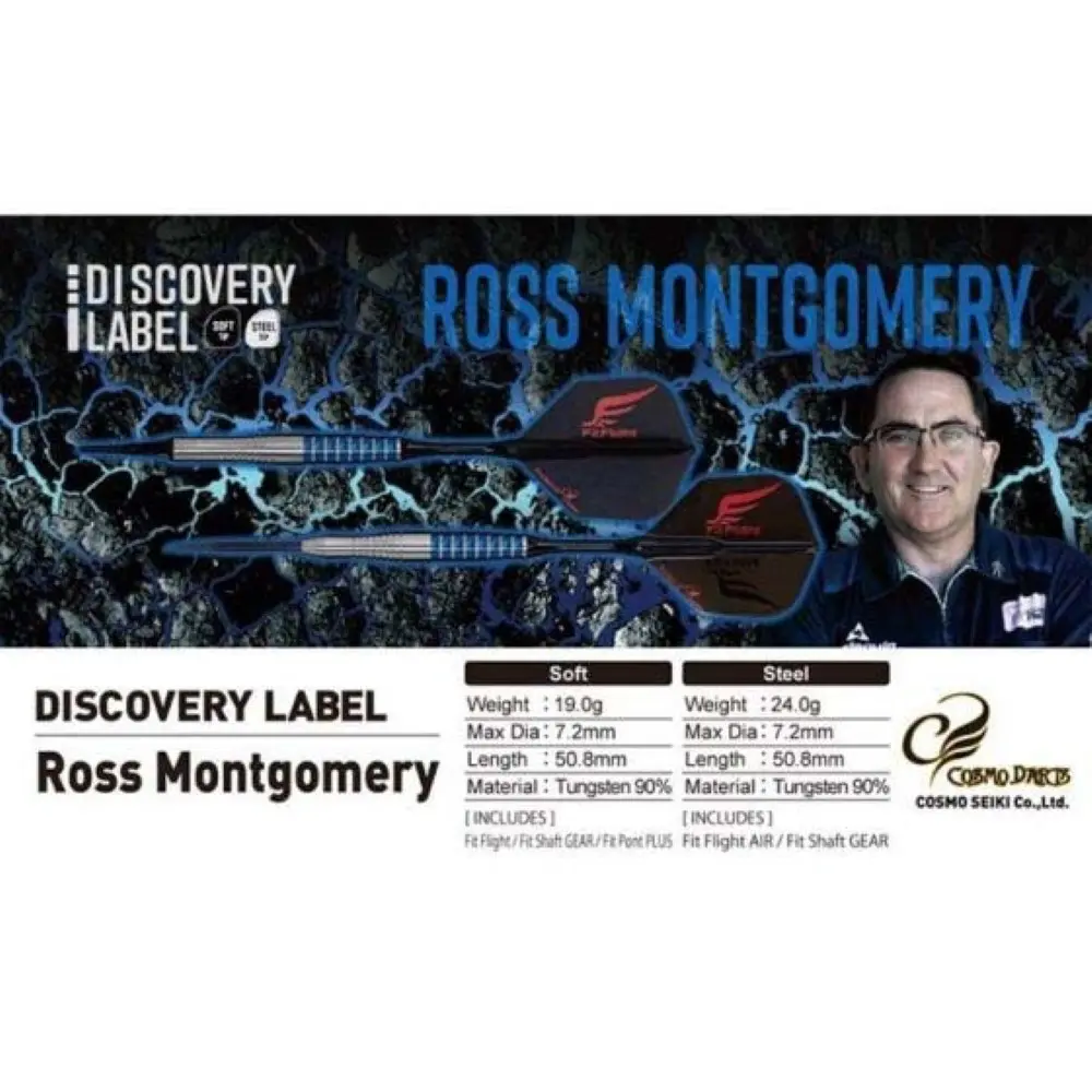 Dardos Cosmo Darts DISCOVERY LABEL Ross Montgomery 90% Tungsteno 19g Profesionales vista 6
