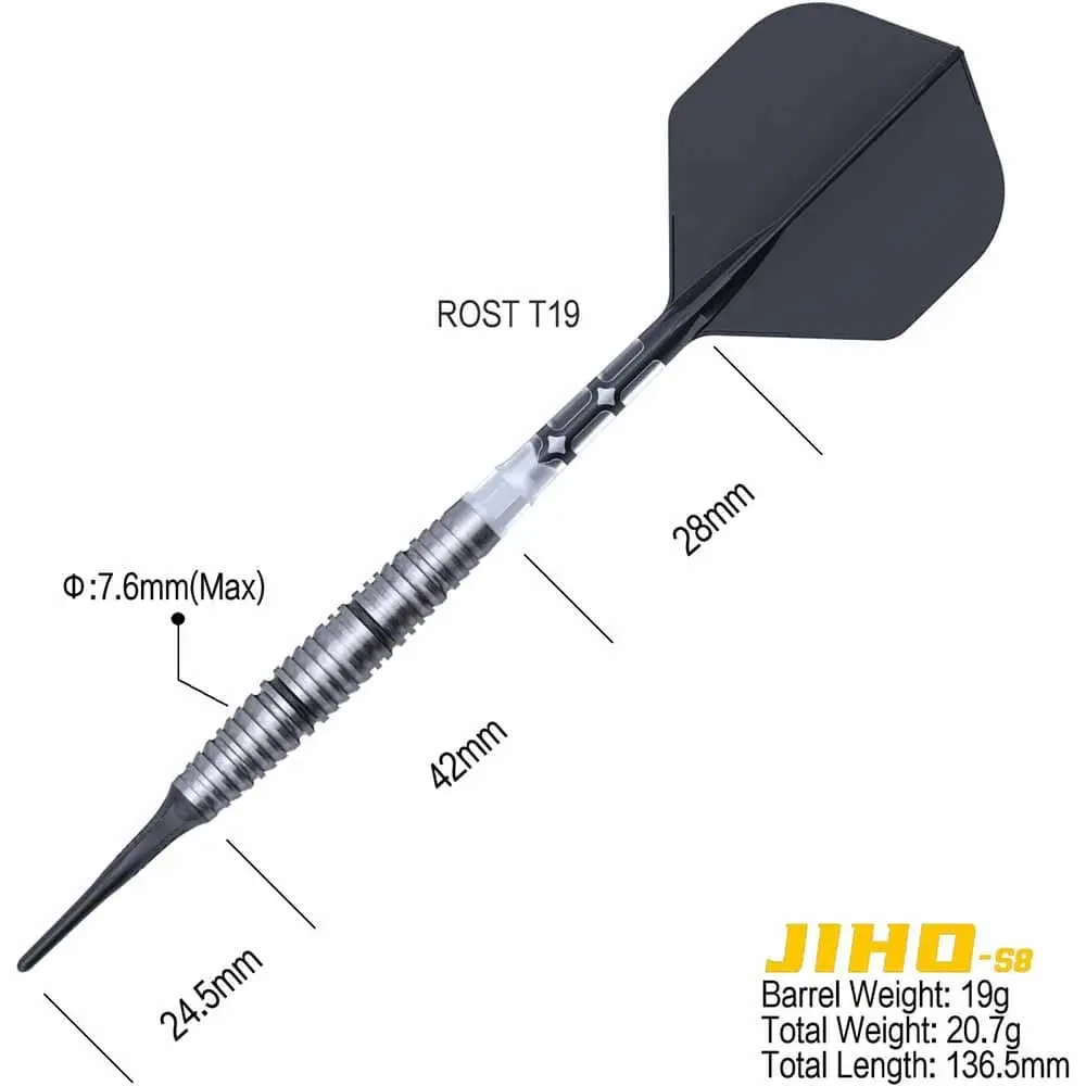 Dardos Cuesoul Jiho S8 Steel tip 90% Tungsteno 19g Profesionales vista 2