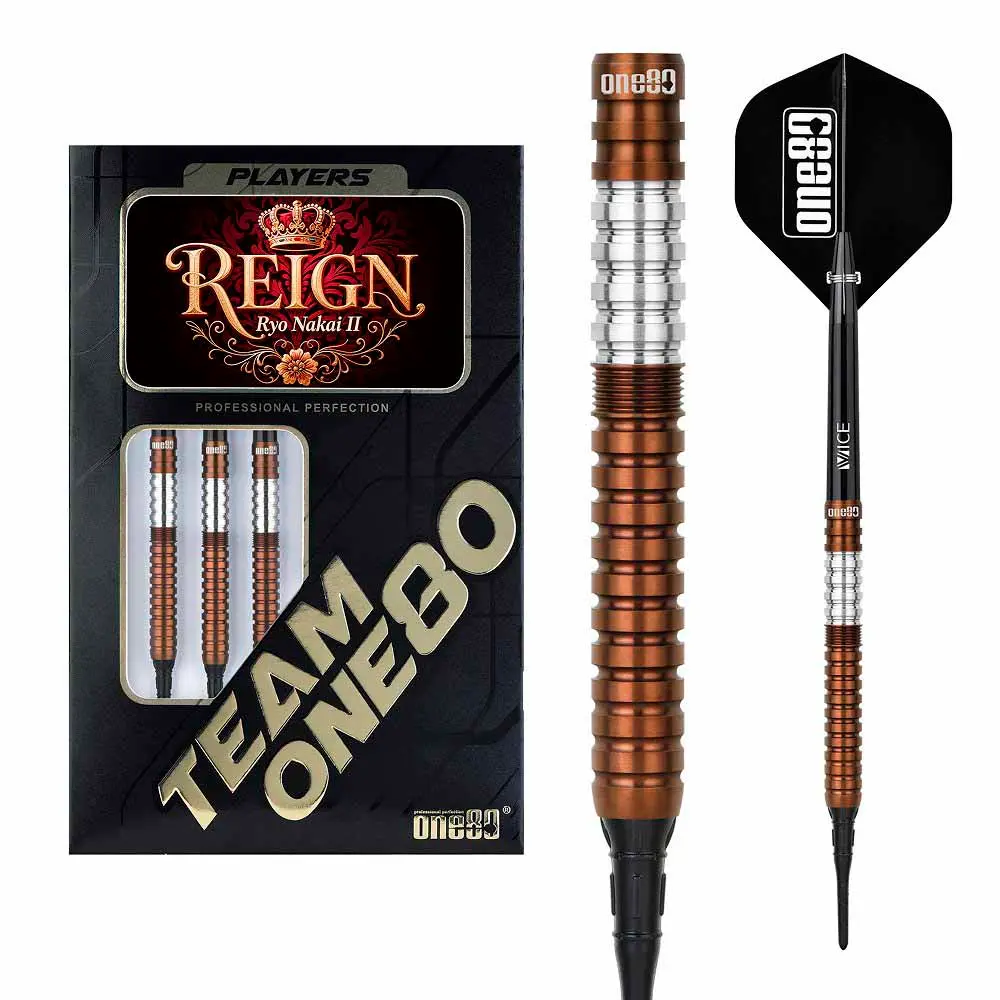 Dardos One80 Ryo Nakai V2 Reign II Coffee P.Plastico 90% Tungsteno 18g Profesionales vista 4