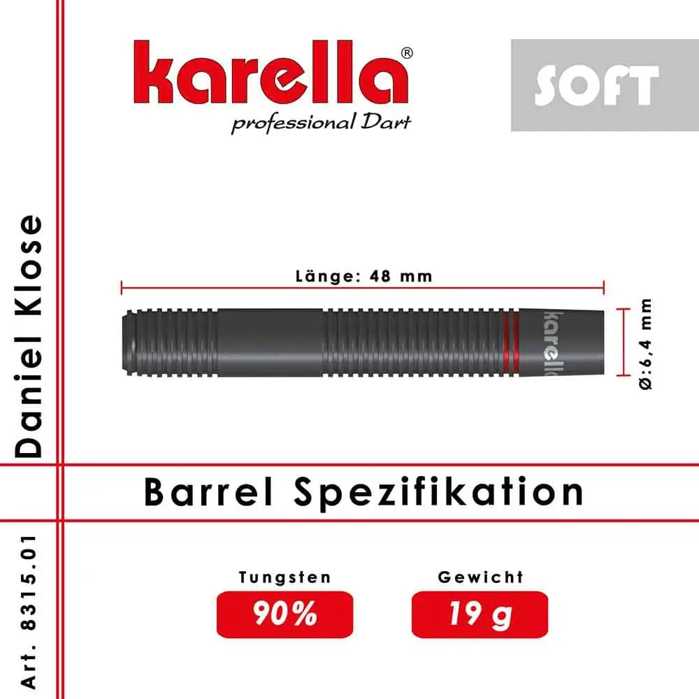 Dardos Karella Daniel Klose 01 90% Tungsteno 19g Profesionales vista 5