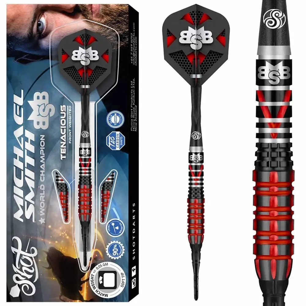 Dardos Shot Michael Smith Tenacious SH-M 90% Tungsteno 18g Profesionales vista 4