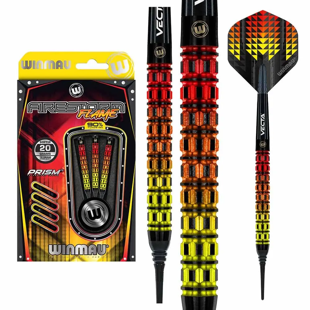 Dardos Winmau Firestorm Flame Straight 20 90% Tungsteno 20g Profesionales vista 3