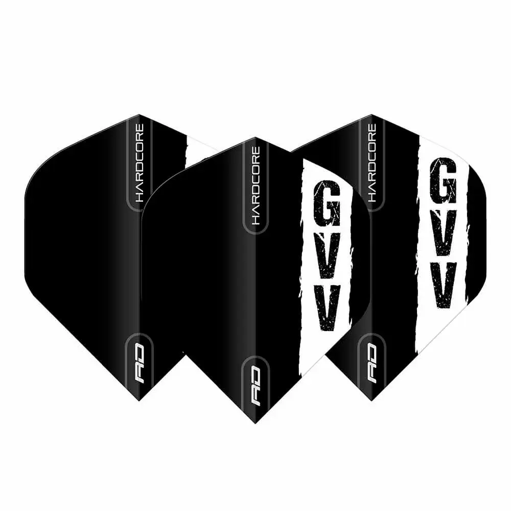Plumas Flights Red Dragon Gian van Veen Black with GVV logo Hardcore Standard vista 3