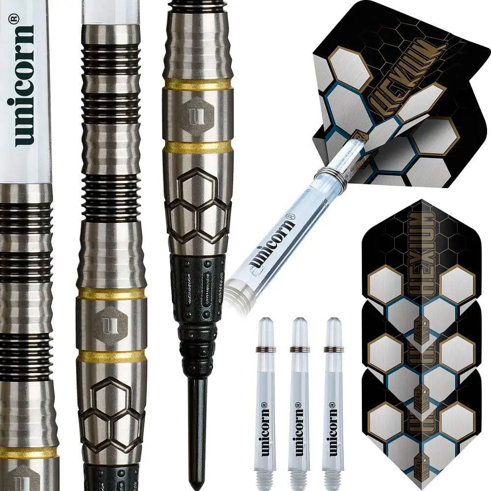Dardos Unicorn Hexium 1 Black Gold P.Plastico 90% Tungsteno 22g Profesionales vista 5