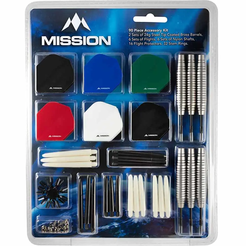 Pack Dardos Accessory Kit 90 Mission Darts Punta AceroBX132 M000302