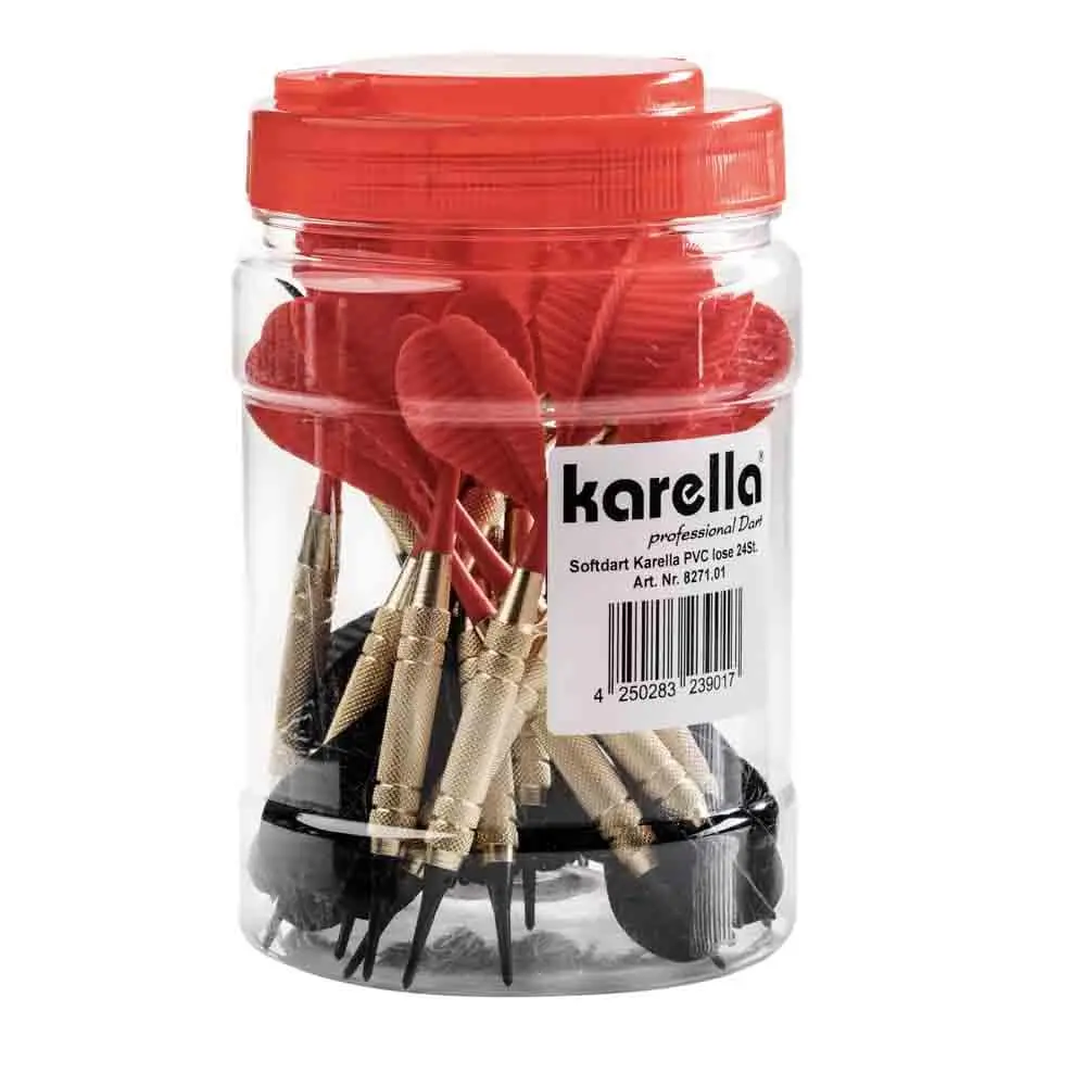 Pack de 24 Dardos Cuerpo Karella Punta Plástico Completos8271.01 Latón Iniciación