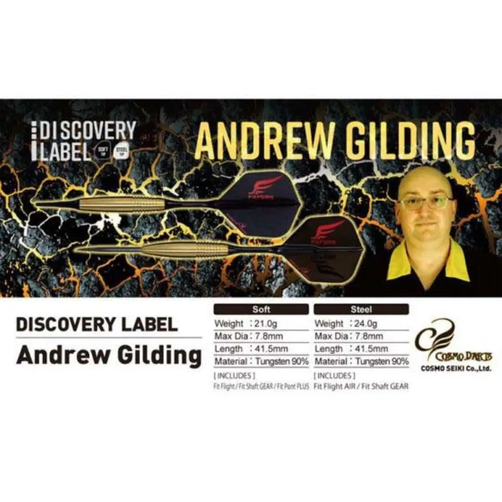 Dardos Cosmo Darts DISCOVERY LABEL Andrew Gilding 90% Tungsteno 21g Profesionales vista 5