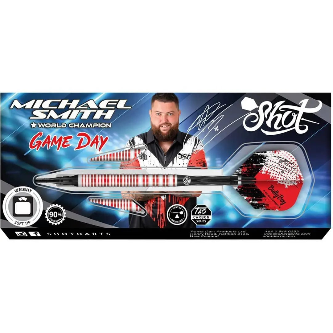 Dardos Shot Darts Michael Smith Game Day 90% Tungsteno 20g Profesionales vista 5