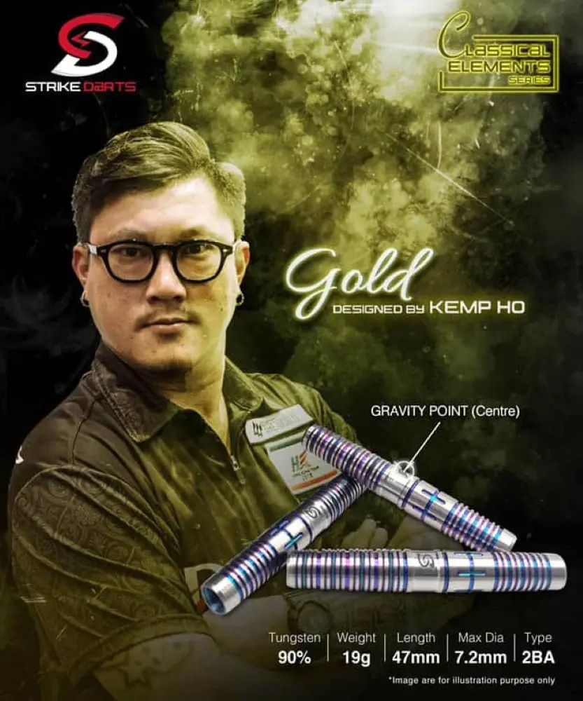 Dardos Strike Darts Gold 90% Tungsteno 19g Profesionales vista 2