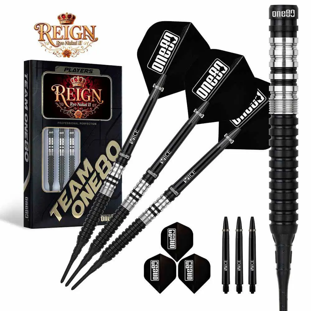 Dardos One80 Ryo Nakai V2 Reign II Black P.Plastico 90% Tungsteno 20g Profesionales vista 2