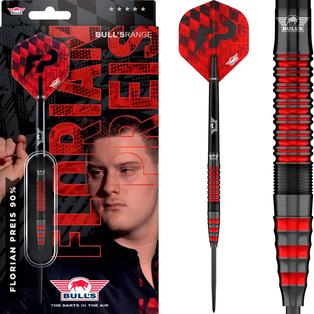 Dardos Bulls Florian Preis Steeltip 90% Tungsteno 23g Profesionales vista 5