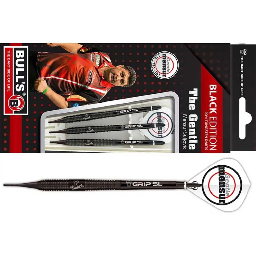 Dardos Bulls DE Champions Mensur Suljovic Black 90% Tungsteno 18g Profesionales vista 3