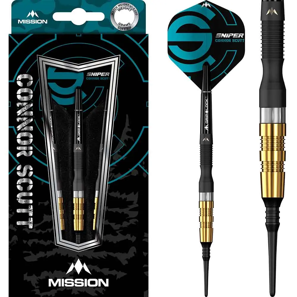 Dardos Mission Connor Scutt Sniper Nego Dorado 95% Tungsteno 20g Profesionales vista 3