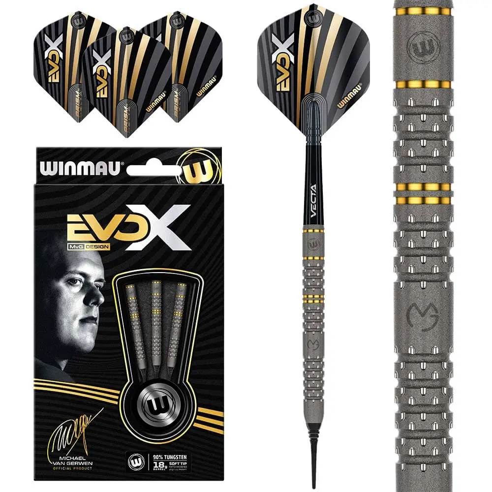 Dardos Winmau Michael van Gerwen Evo-X 20 90% Tungsteno 18g Profesionales vista 2