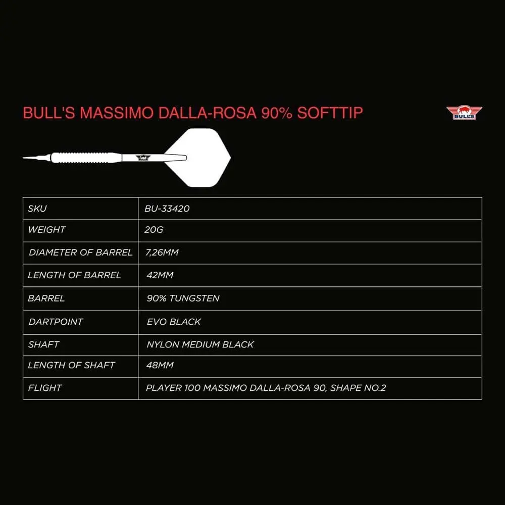 Dardos Bulls DE Massimo Dalla-Rosa 90% Tungsteno 20g Profesionales vista 6