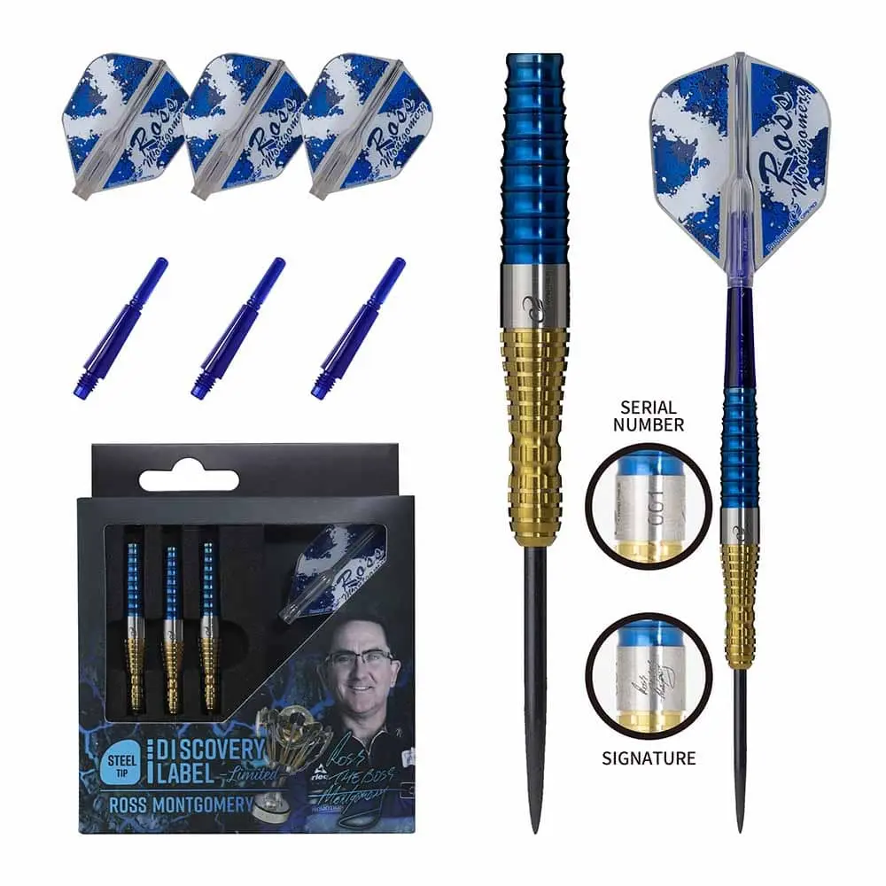 Dardos Cosmo Darts DISCOVERY LABEL Ross Montgomery Limited Edition 90% 24g vista 3