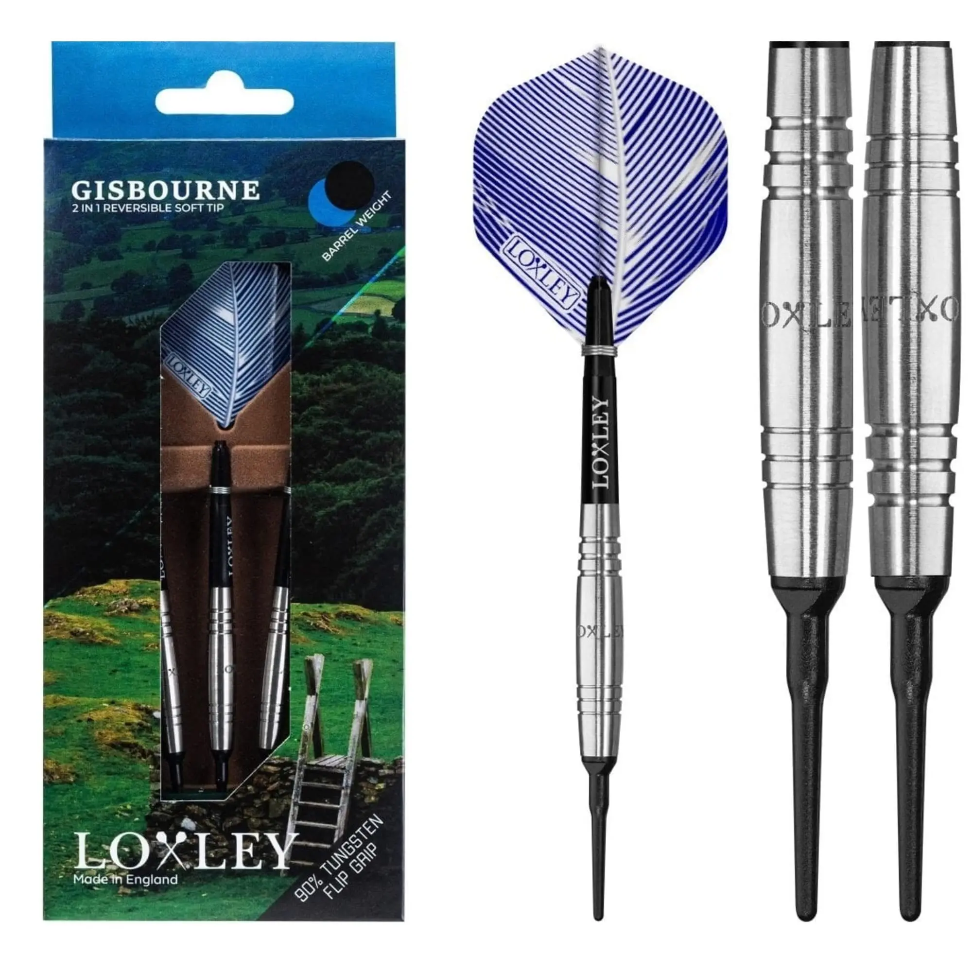 Dardos Loxley Darts Gisbourne Punta Plastico 90% Tungsteno 18g Profesionales