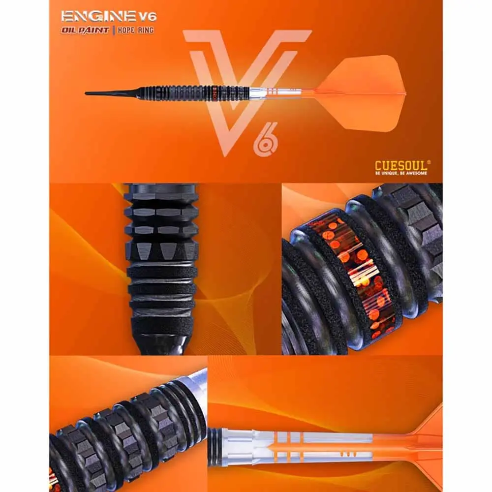Dardos Cuesoul Engine V6 Orange Hope Soft tip 90% Tungsteno 18g Profesionales vista 4