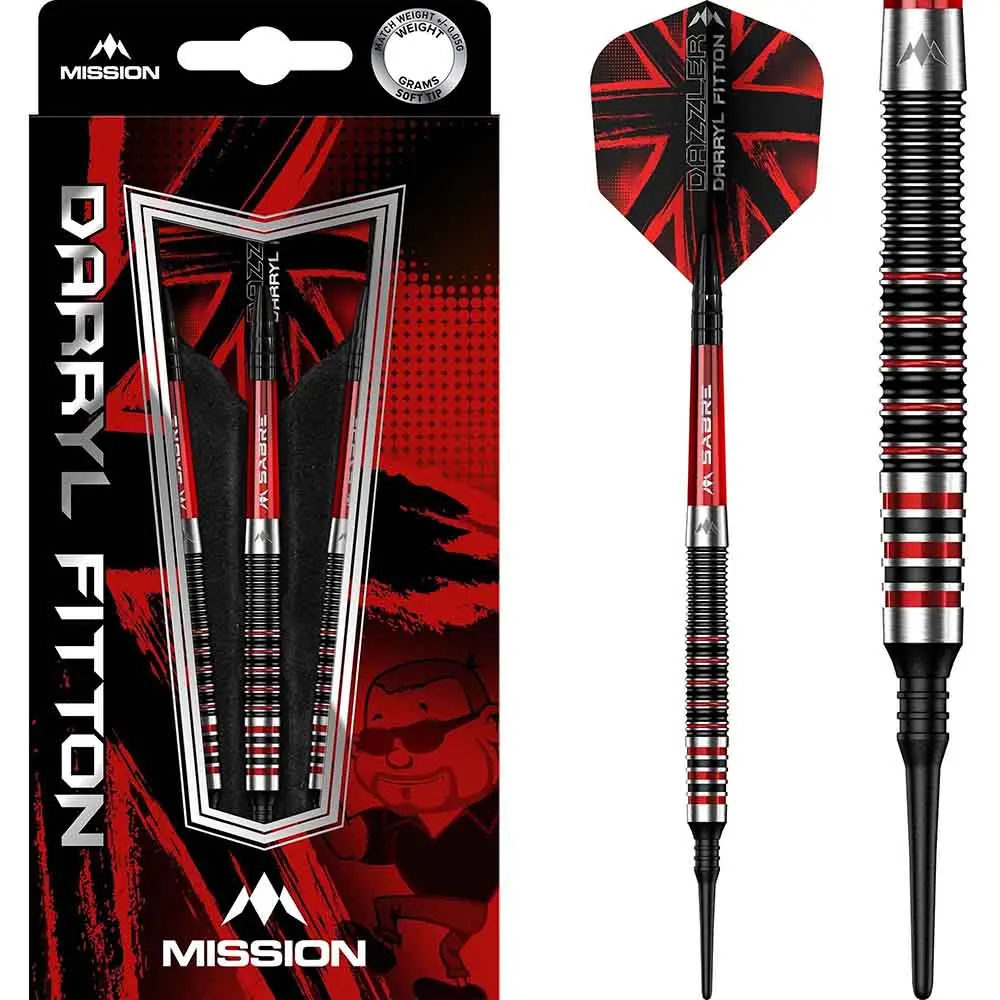 Dardos Mission Darryl Fitton The Dazzler Rojo Nego Electro 95% Tungsteno 18g Profesionales vista 3