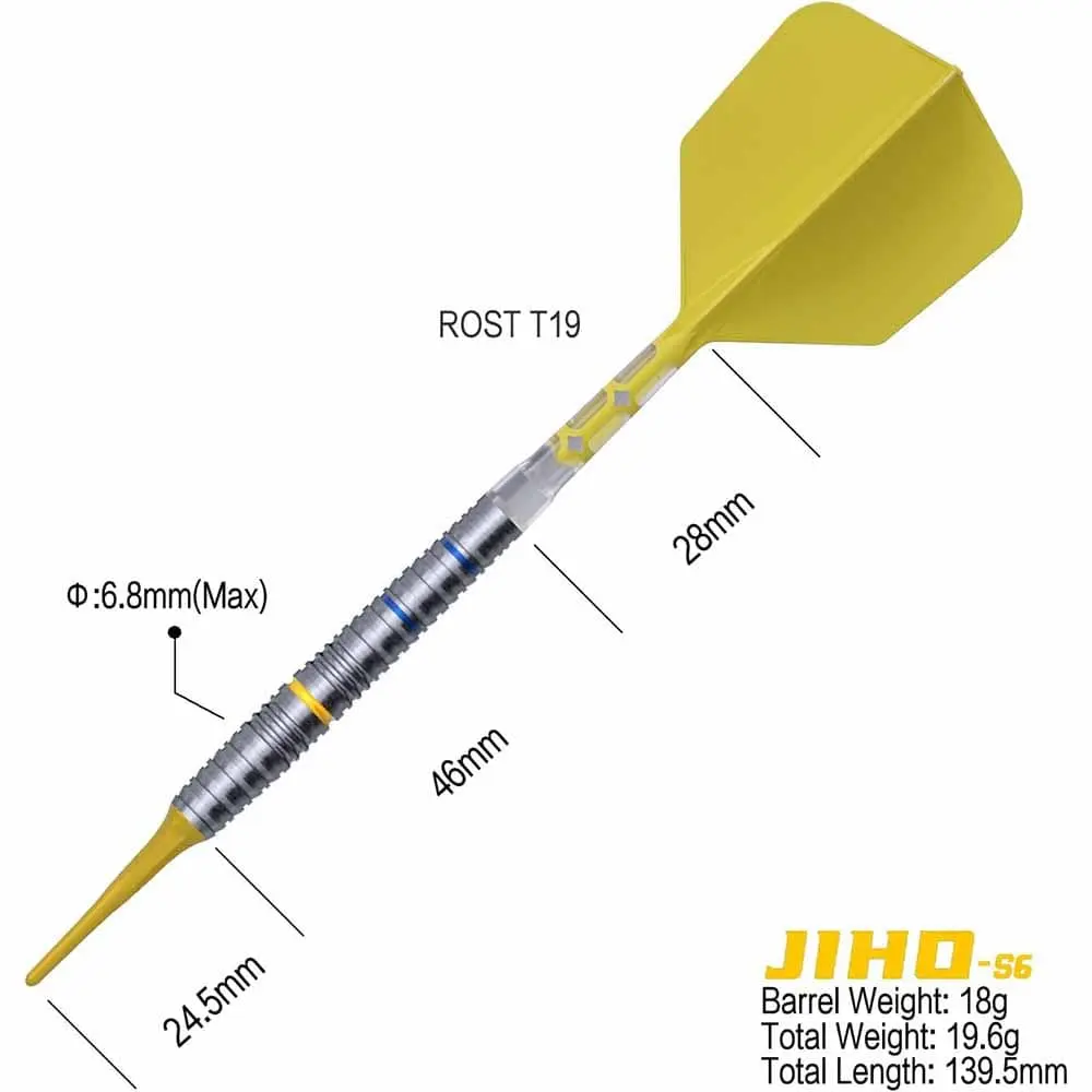 Dardos Cuesoul Jiho S6 Soft tip 90% Tungsteno 20g Profesionales vista 4