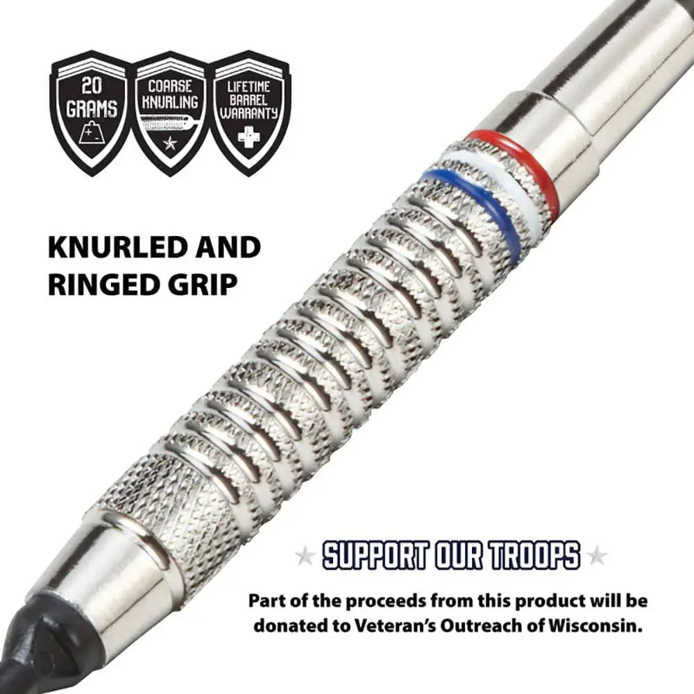 Dardos Fat Cat Darts Support Our Troops Nickel 20--20 Latón Iniciación vista 3
