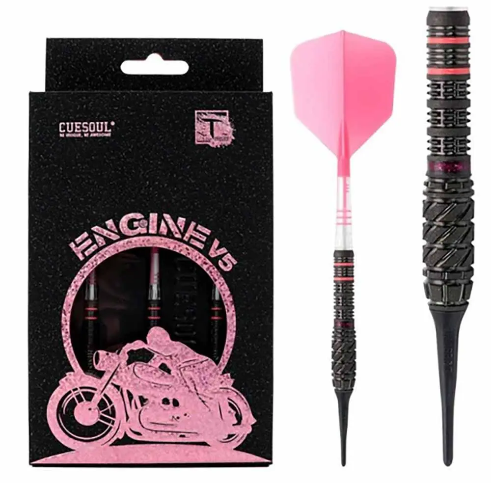 Dardos Cuesoul Engine V5 Pink Hope Soft tip 90% Tungsteno 19g Profesionales
