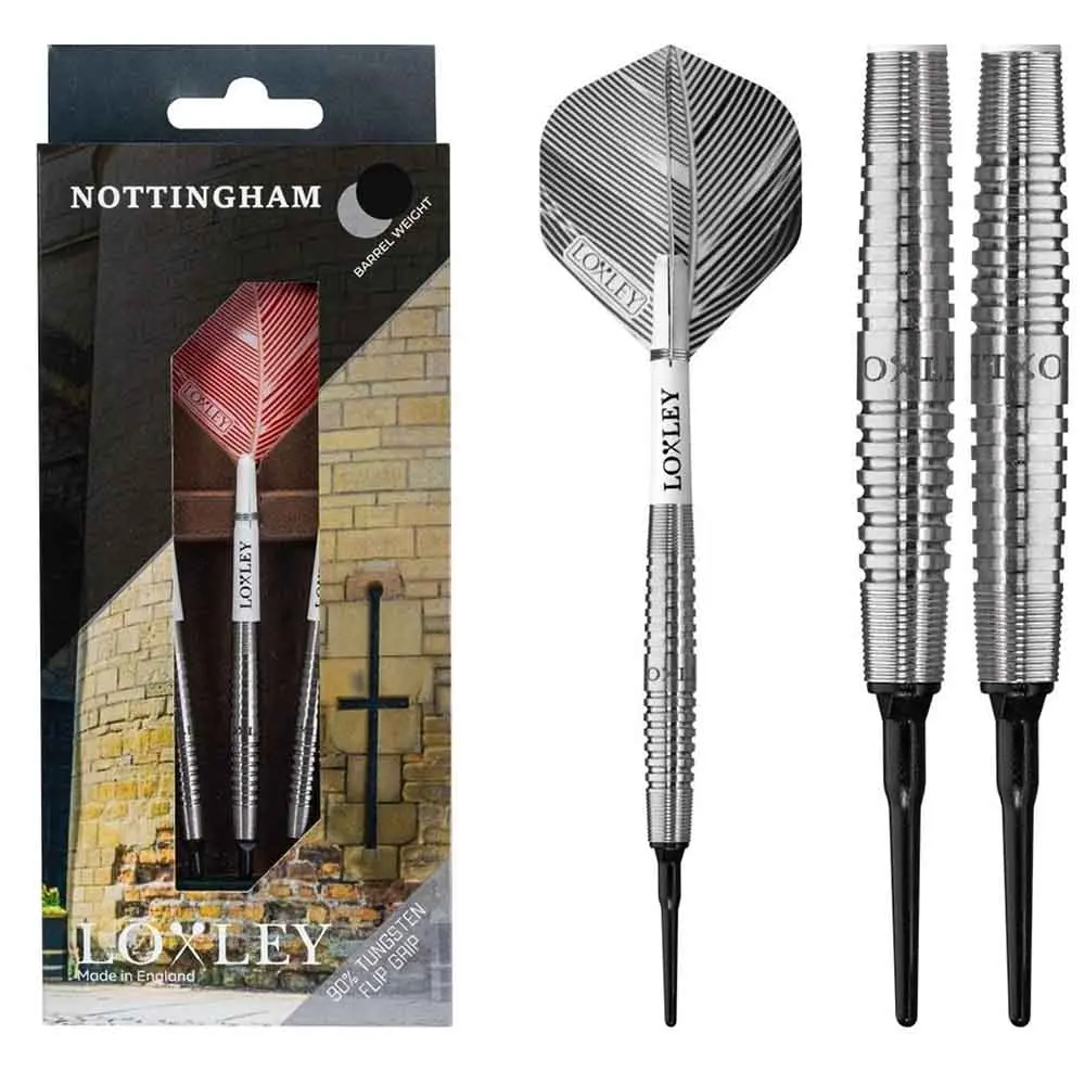 Dardos Loxley Darts Nottingham Punta Plastico 90% Tungsteno 18g Profesionales