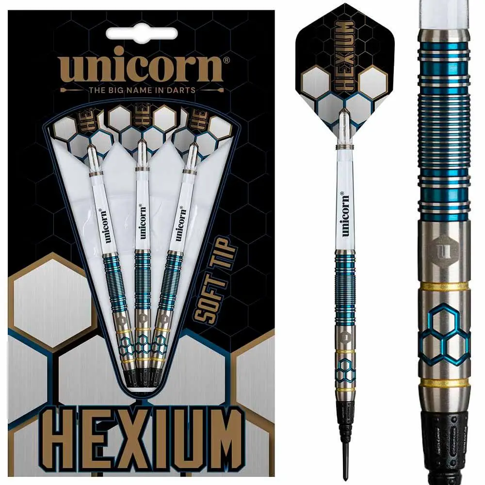 Dardos Unicorn Hexium 2 Blue Gold 90% Tungsteno 20g Profesionales vista 5