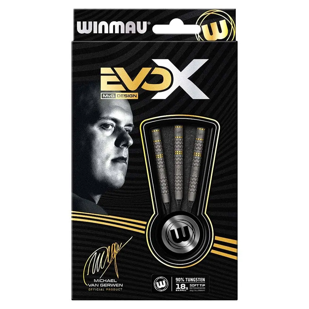 Dardos Winmau Michael van Gerwen Evo-X 20 90% Tungsteno 18g Profesionales vista 5