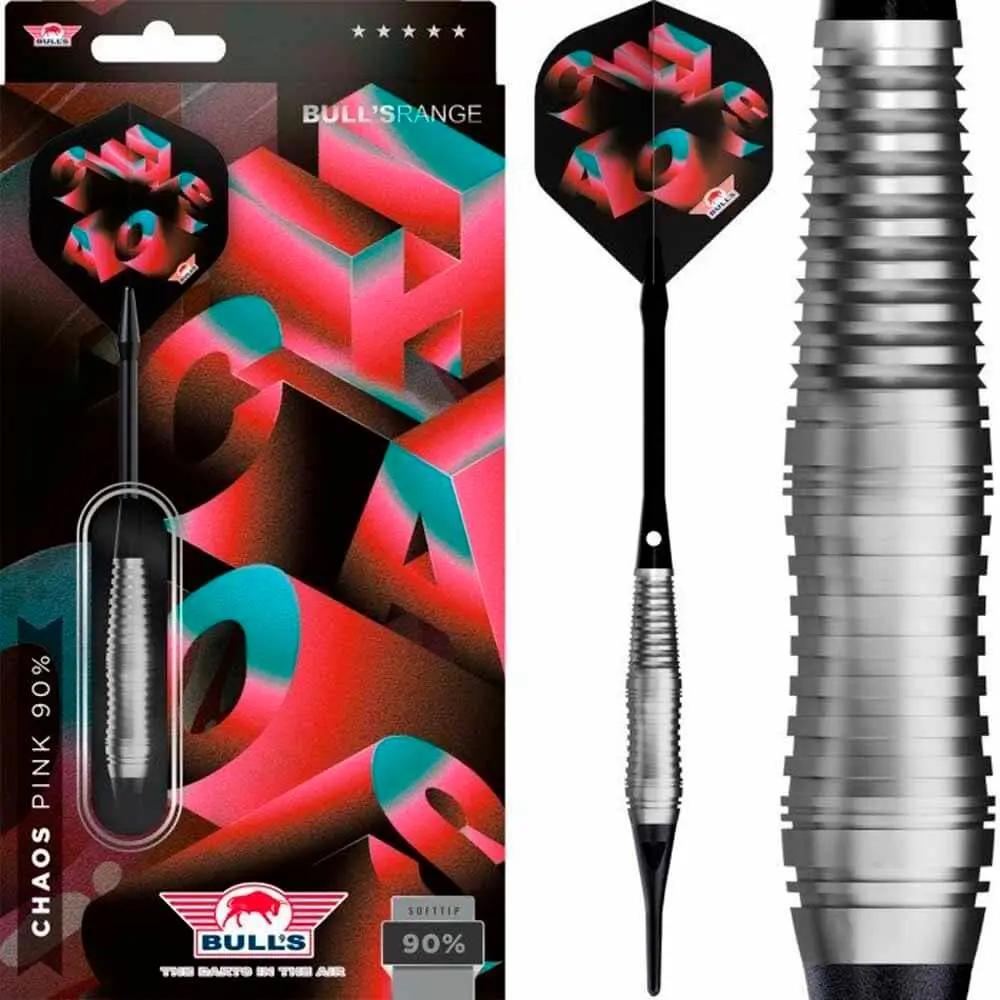 Dardos Bulls Darts Chaos Pink P.Plastico 90% Tungsteno 20g Profesionales vista 2