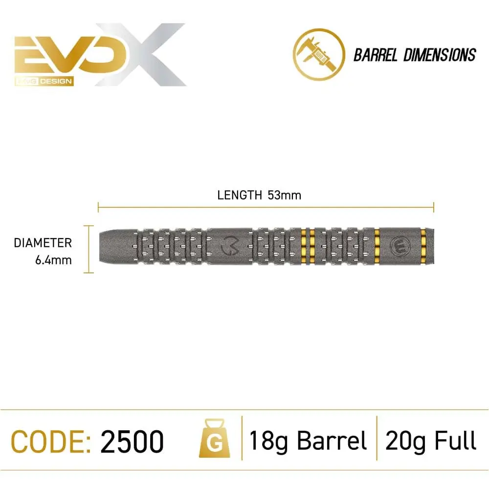 Dardos Winmau Michael van Gerwen Evo-X 20 90% Tungsteno 18g Profesionales vista 4