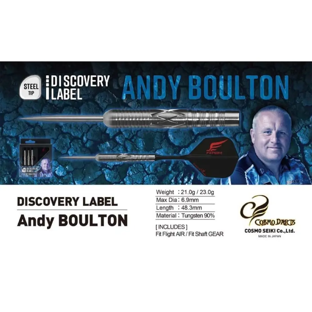 Dardos Cosmo Darts DISCOVERY LABEL Andy Boulton 90% 21g vista 6