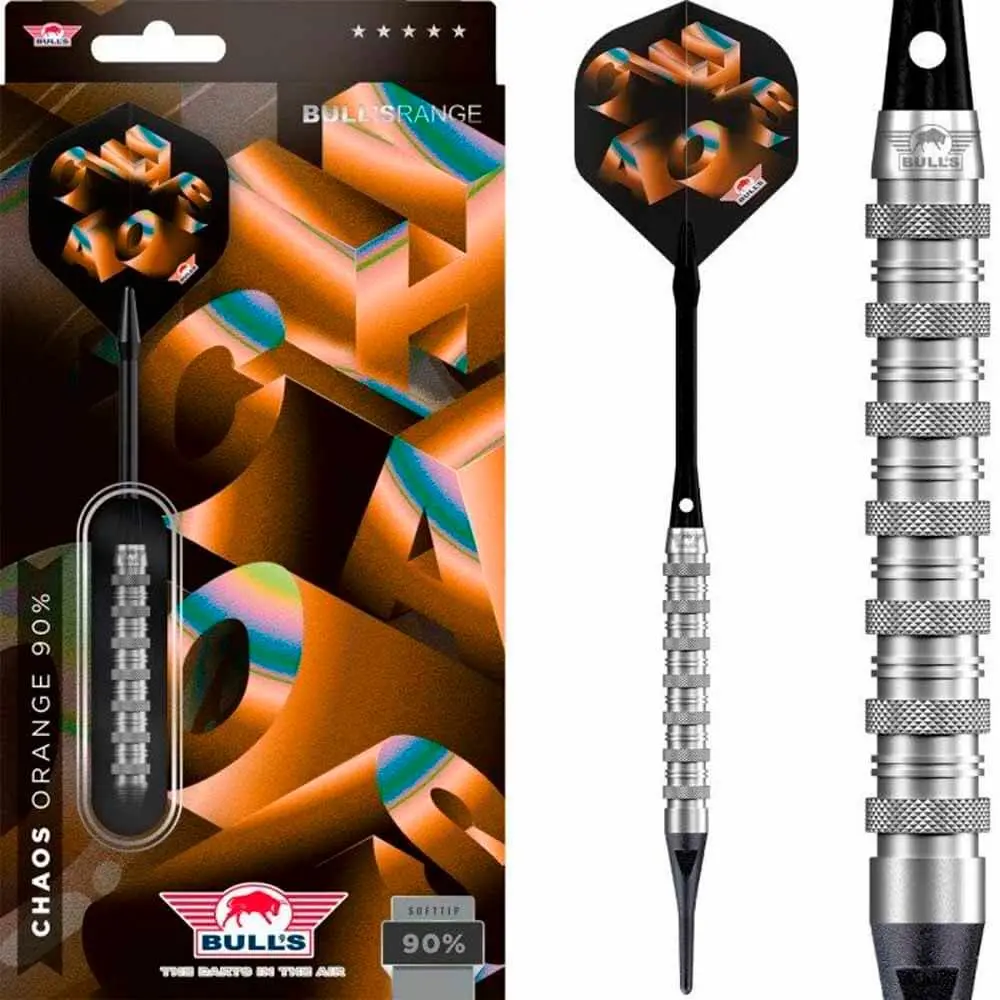 Dardos Bulls Darts Chaos Orange P.Plastico 90% Tungsteno 20g Profesionales vista 4