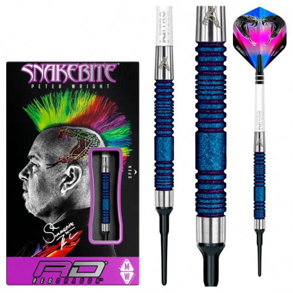 Dardos Red Dragon Peter Wright Snakebite Blue Element 90% Tungsteno 20g Profesionales vista 4