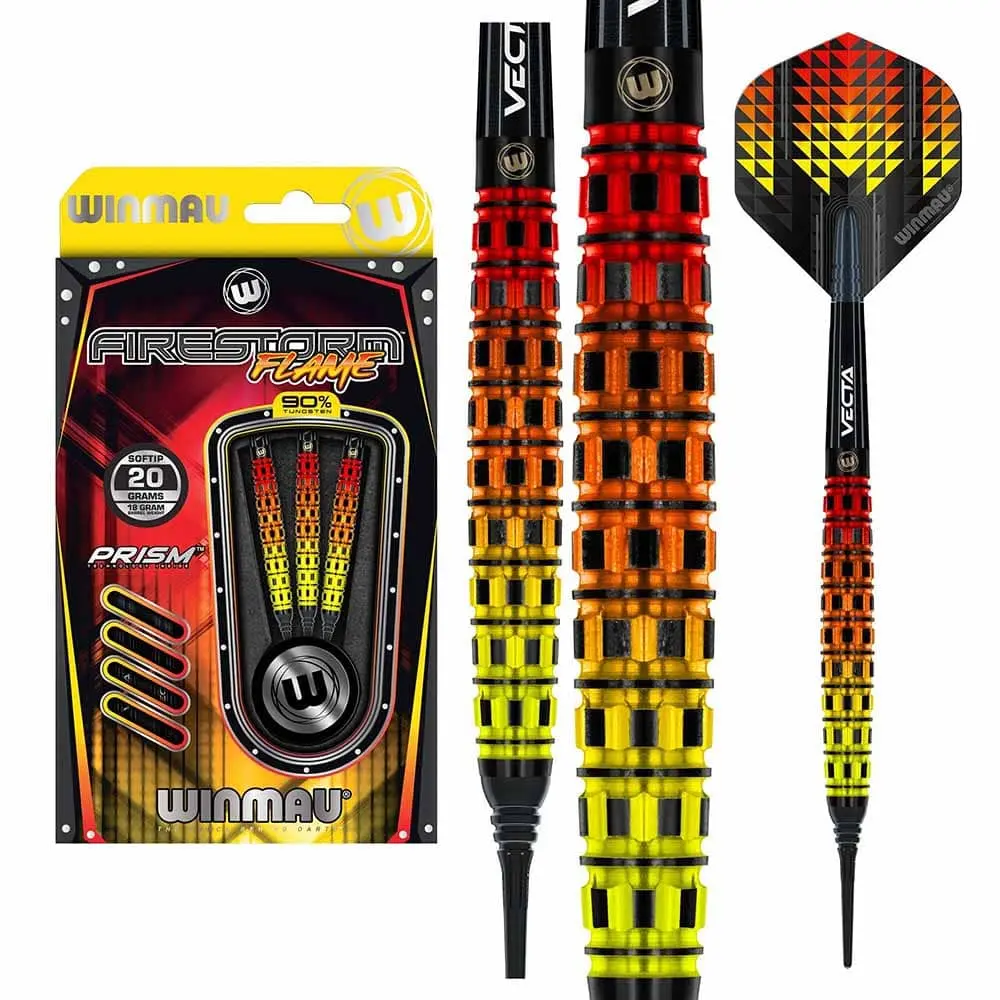 Dardos Winmau Firestorm Flame Torpedo 20 90% Tungsteno 20g Profesionales vista 4