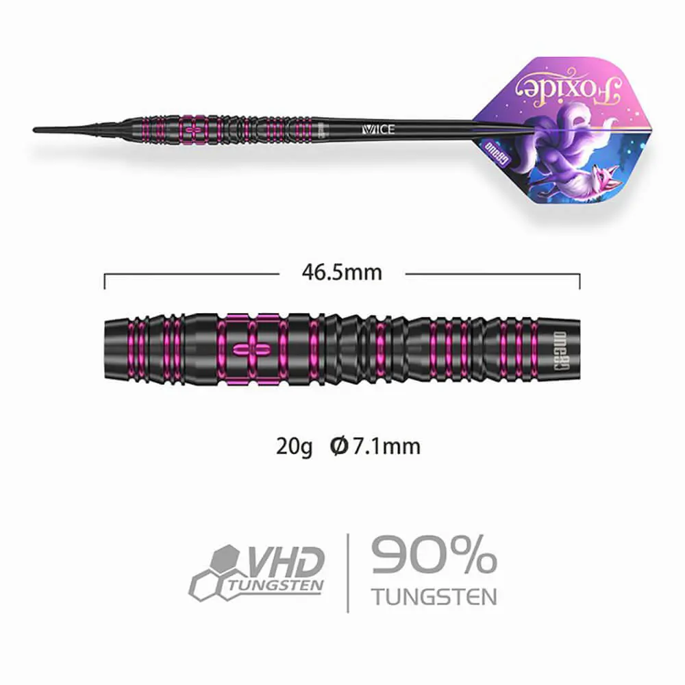 Dardos One80 Foxide F4 Softtip 90% Tungsteno 20g Profesionales vista 2