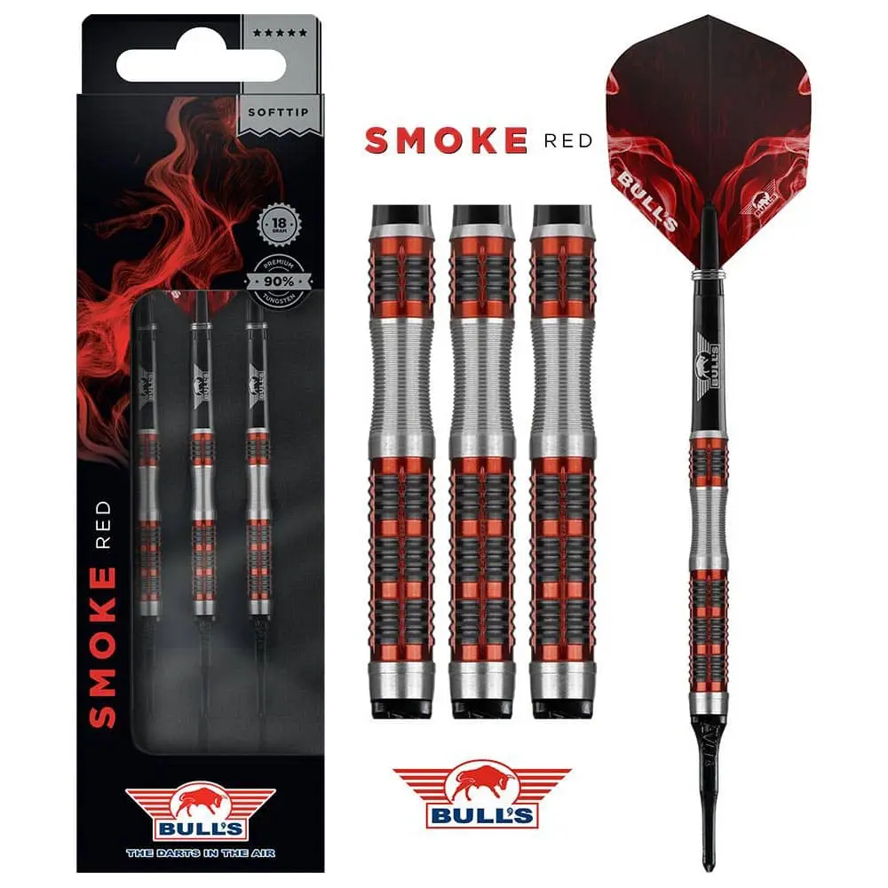 Dardos Bulls Darts Smoke Red B 90% Tungsteno 18g Profesionales vista 3