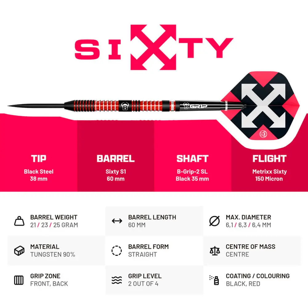 Dardos Bulls Darts Sixty S1 90% 21gr13161 vista 3
