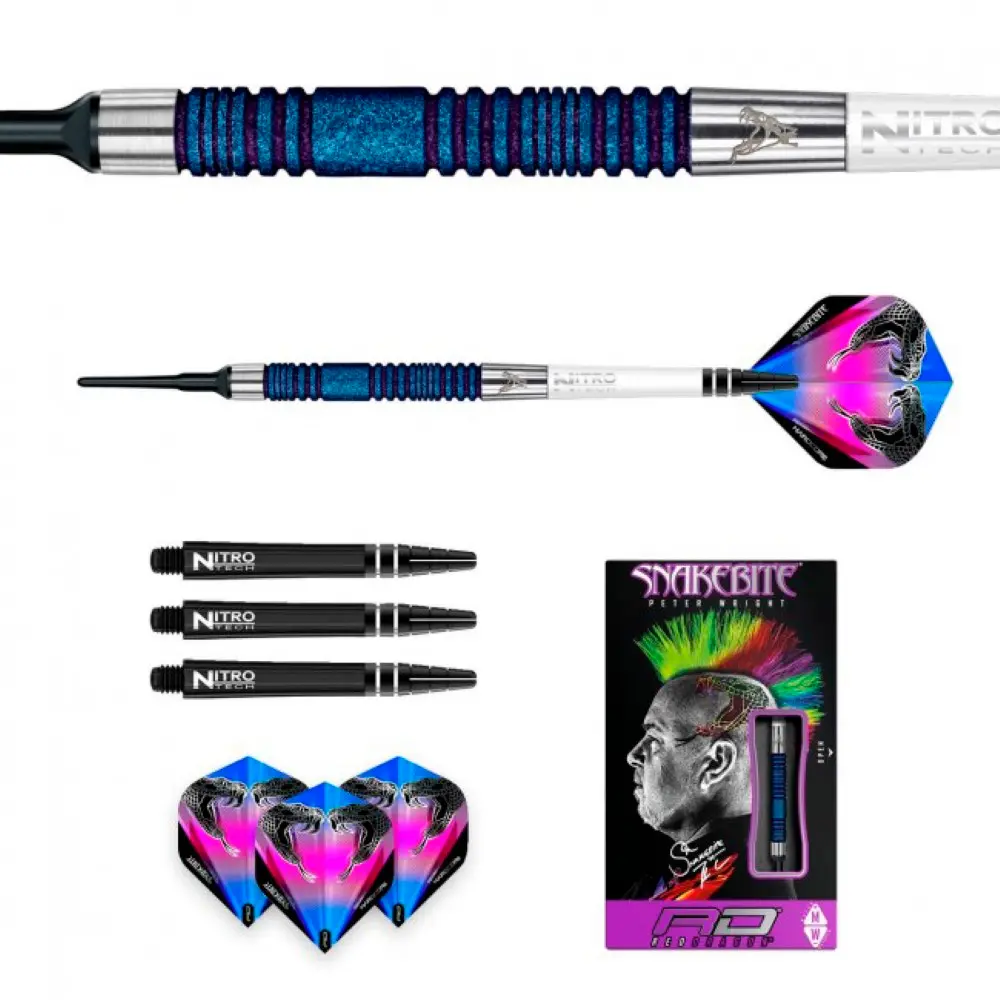 Dardos Red Dragon Peter Wright Snakebite Blue Element 90% Tungsteno 20g Profesionales vista 3