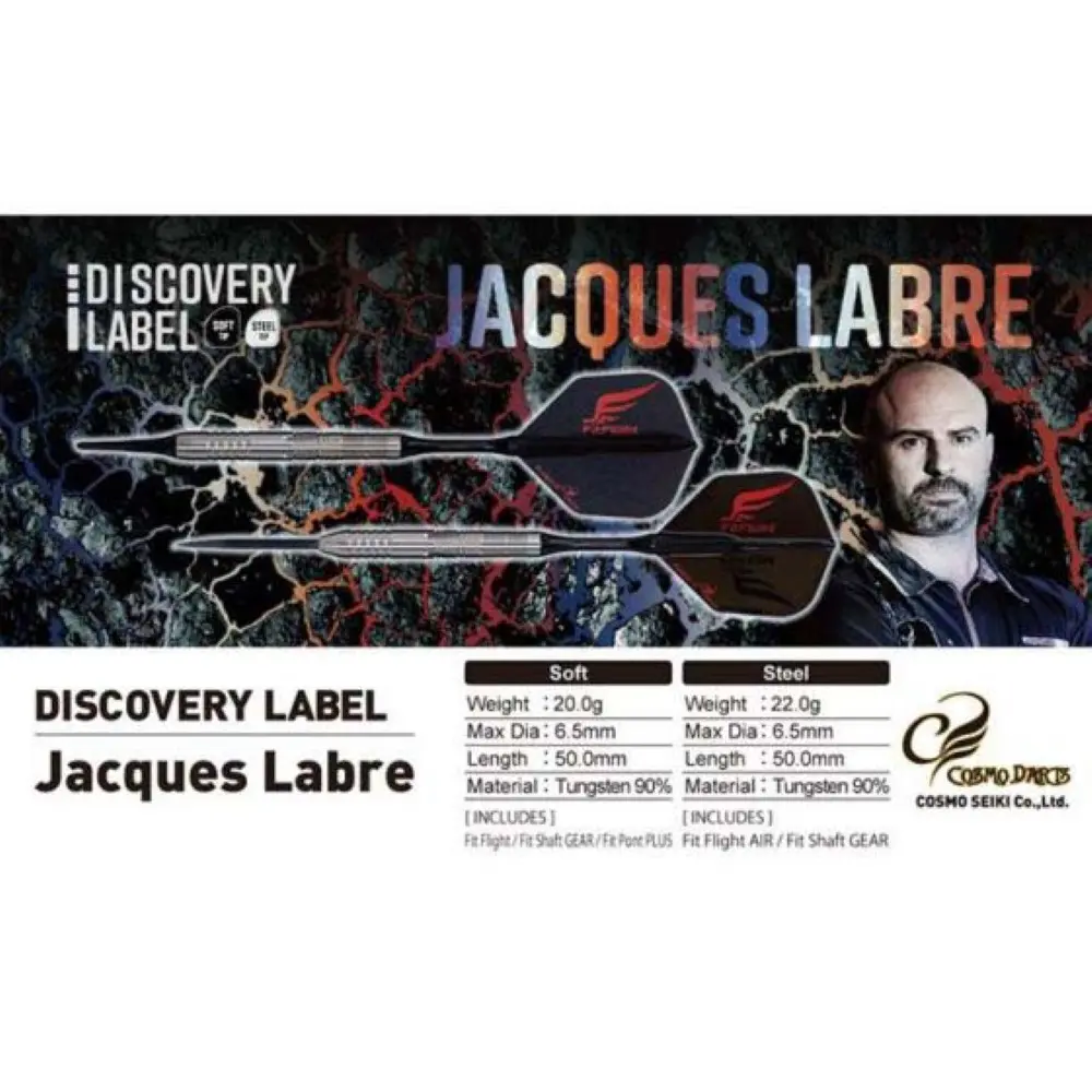 Dardos Cosmo Darts DISCOVERY LABEL Jacques Labre 90% Tungsteno 20g Profesionales vista 3