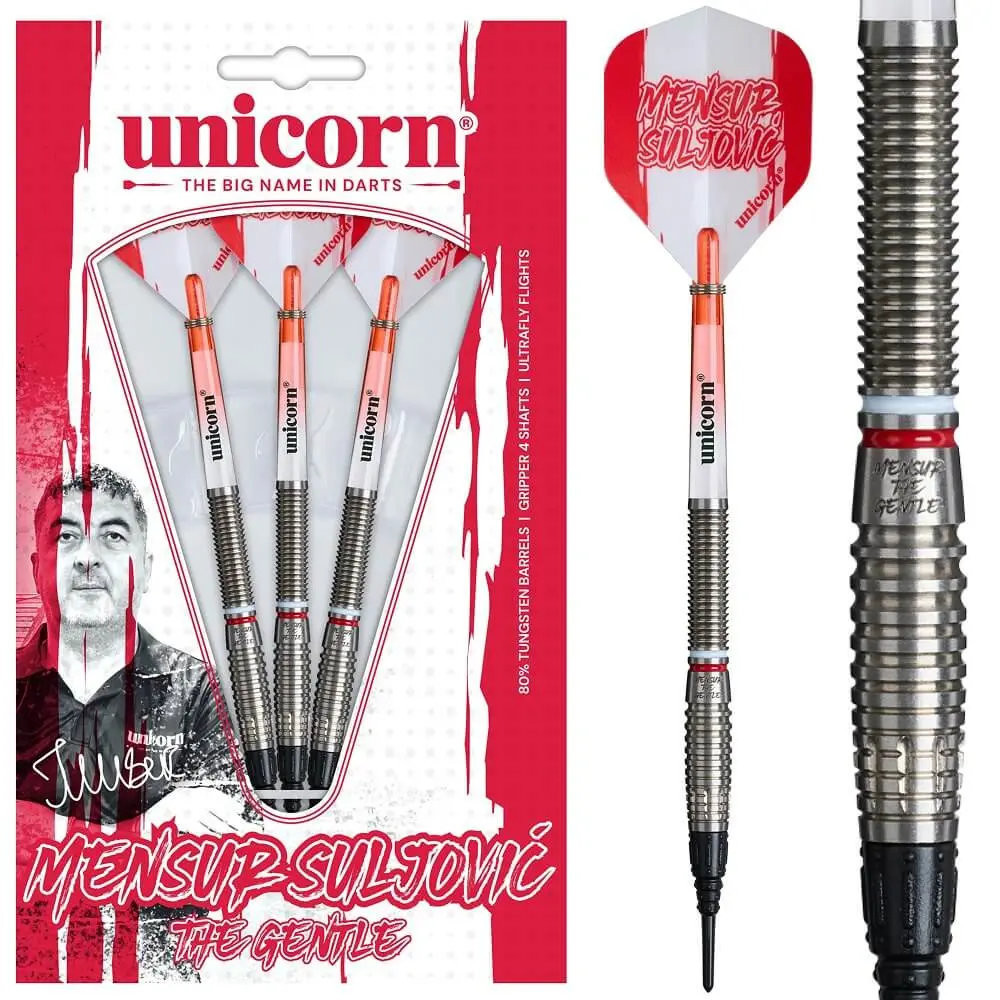 Dardos Unicorn Darts Mensur Suljovic P.Plastico 95% Tungsteno 20g Profesionales vista 5