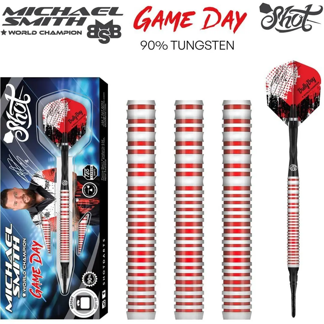 Dardos Shot Darts Michael Smith Game Day 90% Tungsteno 20g Profesionales vista 4