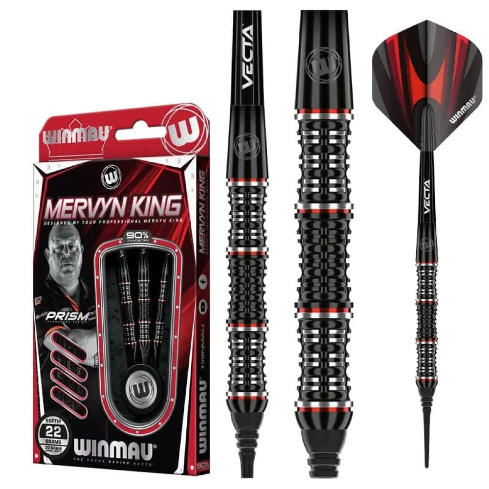 Dardos Winmau Mervyn King 22 90% Tungsteno 20g Profesionales vista 4