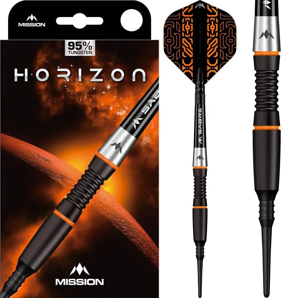 Dardos Mission Horizon Black PVD & Orange P.Plastico 90% Tungsteno 18g Profesionales vista 3