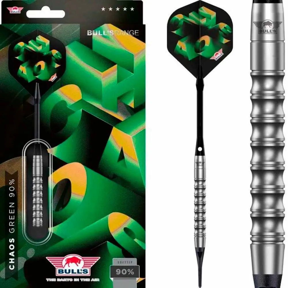 Dardos Bulls Darts Chaos Green P.Plastico 90% Tungsteno 21g Profesionales vista 4