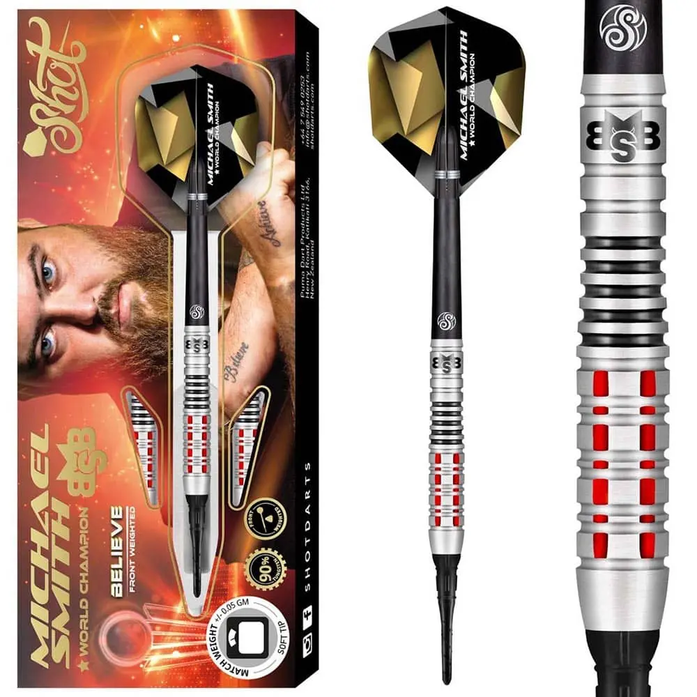 Dardos Shot Michael Smith Believe SH-M 90% Tungsteno 18g Profesionales vista 3